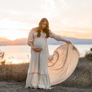Elegant Cream Maxi Dress for Women